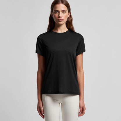 Women’s Maple Active Tee: black cotton crew neck short sleeve t-shirt