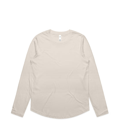 Women’s Maple Curve long sleeve tee in beige with minimalist design