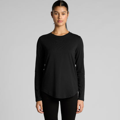 Women’s Maple Curve black long sleeve tee with relaxed fit