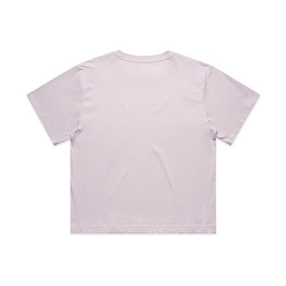 Lavender oversized Martina crop tee with short sleeves and crew neck