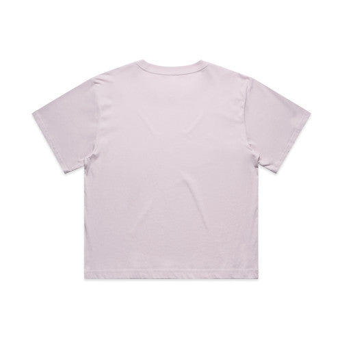 Lavender oversized Martina crop tee with short sleeves and crew neck