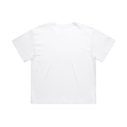 White womens Martina crop tee with short sleeves and crew neck
