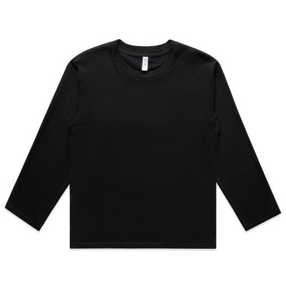 Black long-sleeved t-shirt with a crew neck and ribbed cuffs.