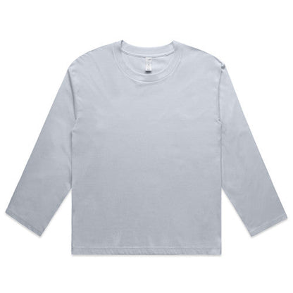 Light gray long-sleeved t-shirt with crew neck and ribbed cuffs, made of cotton.