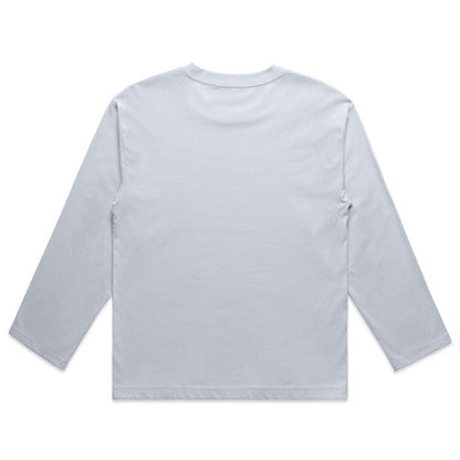 White long-sleeved t-shirt with a crew neck and plain design.