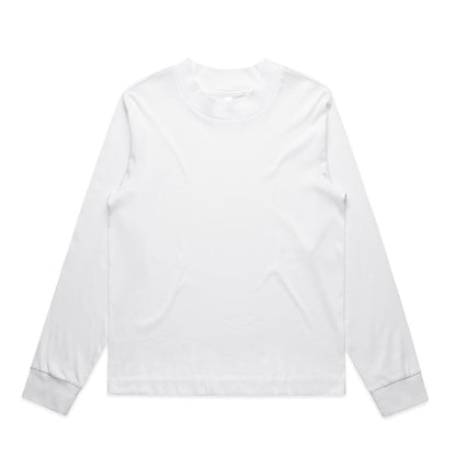 White long-sleeved shirt with pocket and ribbed cuffs.