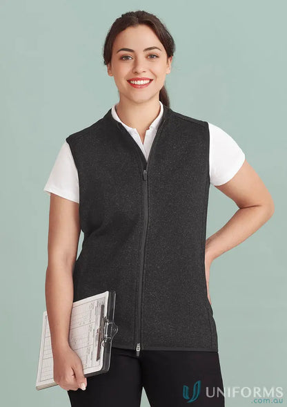 Black zippered vest from Bizcare Women’s Nova line, perfect to stay stylish