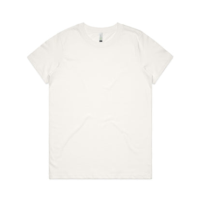 Womens organic maple tee: short sleeve white t-shirt in organic cotton