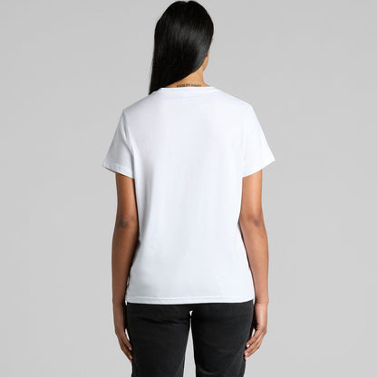 Women’s organic maple tee in white organic cotton with relaxed fit