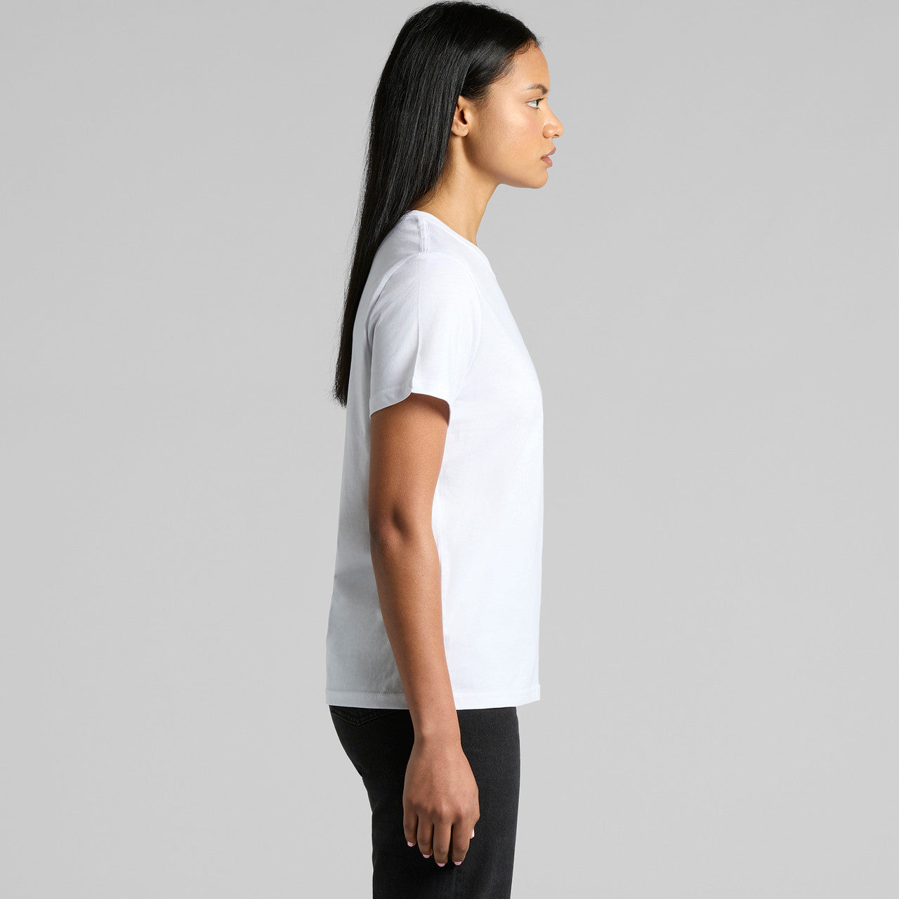 Womens organic maple tee: white cotton crew neck with short sleeves