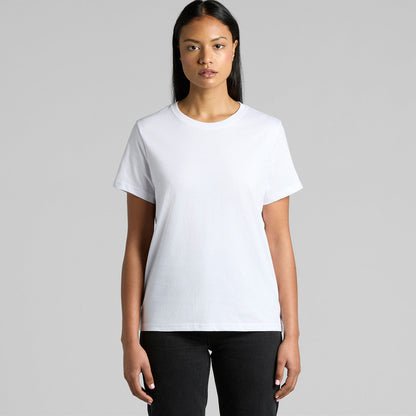 Womens organic maple tee in white crew neck cotton