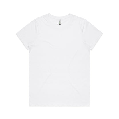 Womens organic maple tee: short sleeve white crew neck organic cotton t-shirt