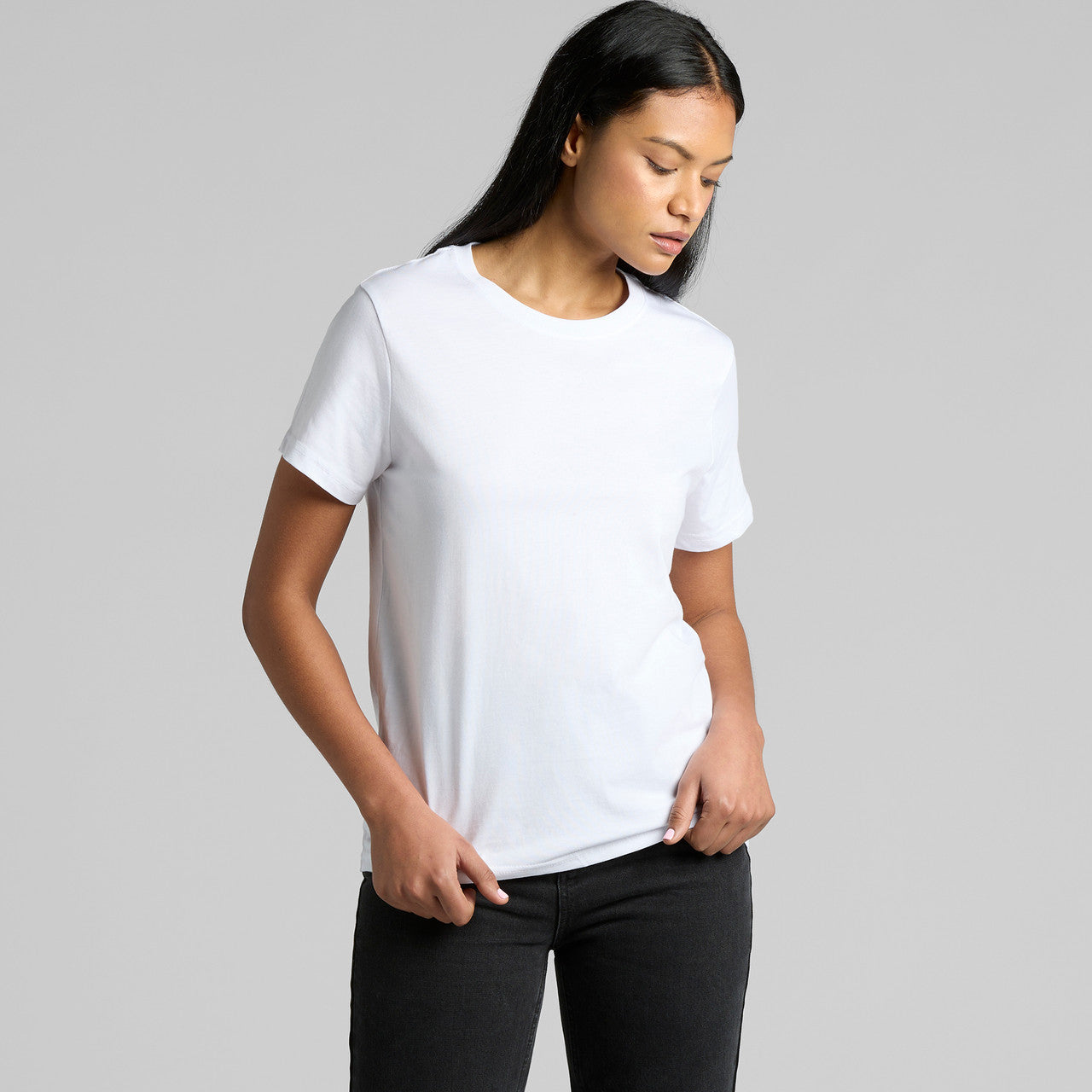 Womens organic maple tee in white short sleeve cotton crew neck