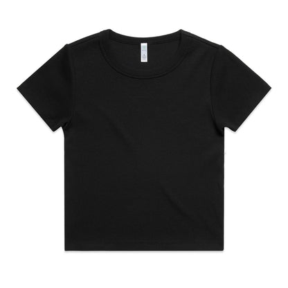 Black organic rib knit scoop neck t-shirt for women