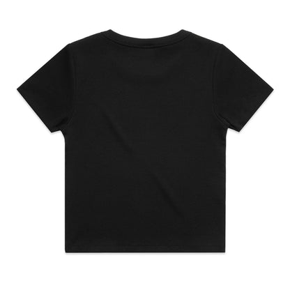 Black organic rib knit crew neck tee with short sleeves