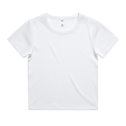 White organic rib knit cropped tee with short sleeves