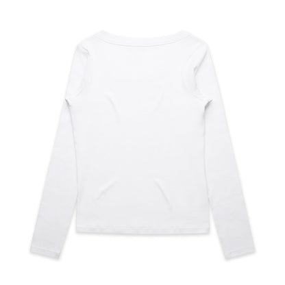 Women’s organic ribbed long sleeve tee in white relaxed fit
