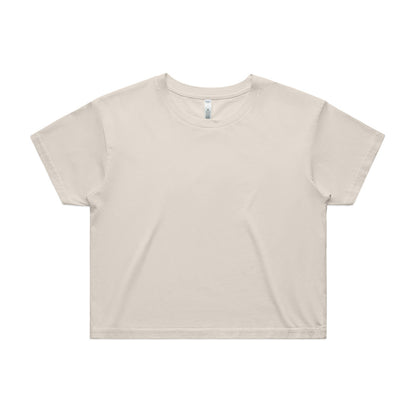 Beige relaxed fit crop tee with keyhole neckline and short sleeves