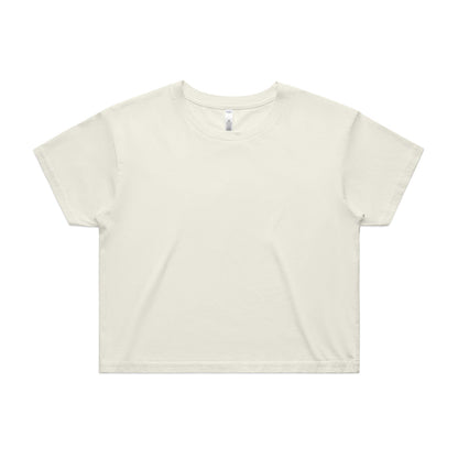 Cream-colored relaxed fit crop tee for women with short sleeves
