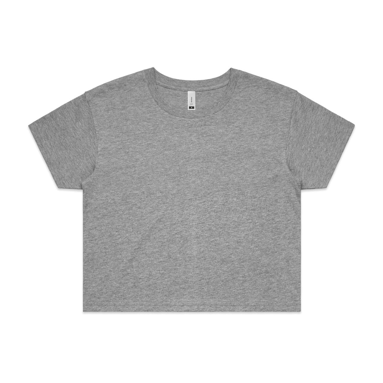 Women’s relaxed fit crop tee in heather gray with crew neck