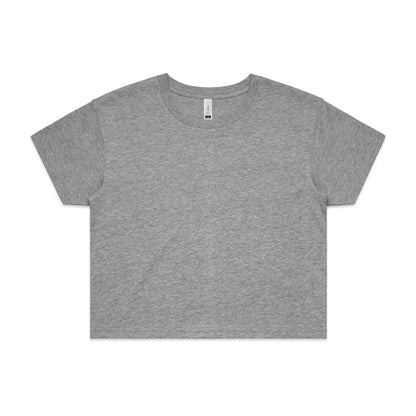 Women’s relaxed fit crop tee in heather gray with crew neck