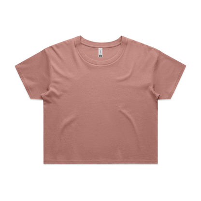 Dusty rose relaxed fit crop tee in soft cotton with short sleeves