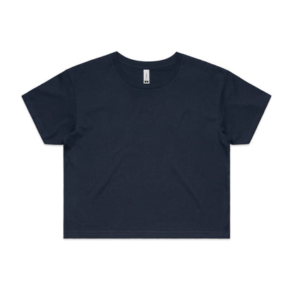 Navy blue oversized relaxed fit crop tee with crew neck