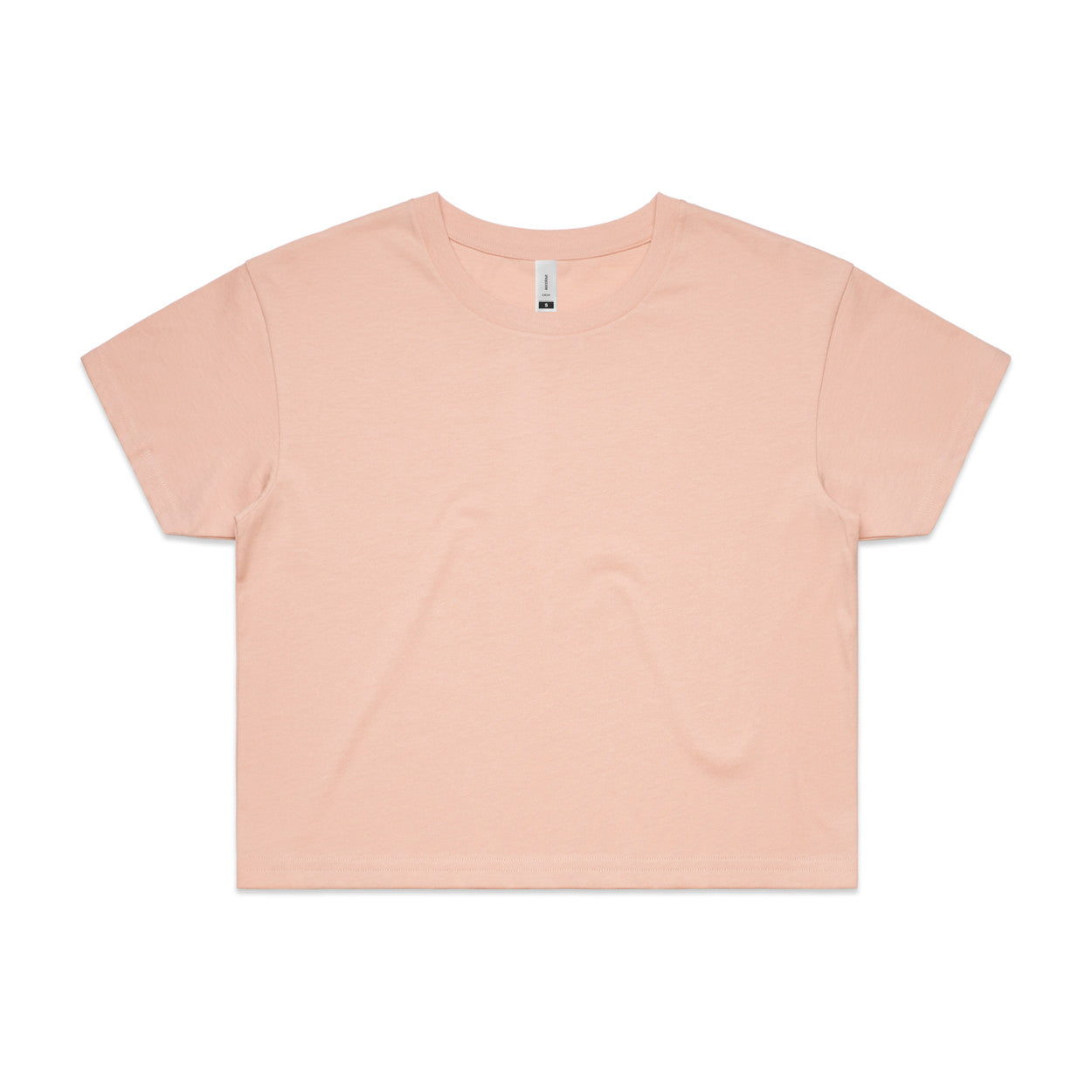 Pastel pink relaxed fit crop tee with short sleeves and crew neck