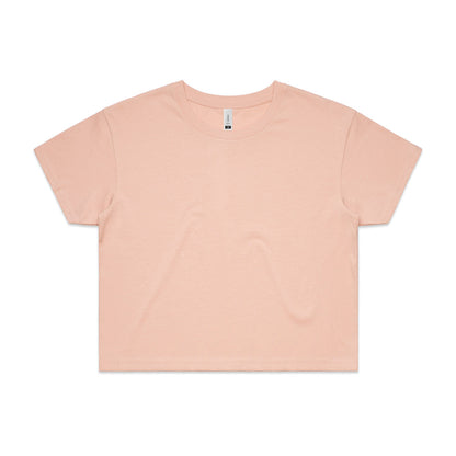 Pastel pink relaxed fit crop tee with short sleeves and crew neck