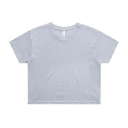 Light gray relaxed fit crop tee for women, short sleeves crew neck