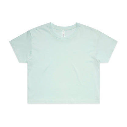 Mint green relaxed fit crop tee for women, short sleeves crew neck