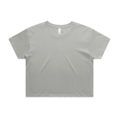 Gray relaxed fit crop tee for women, short sleeves and crew neck