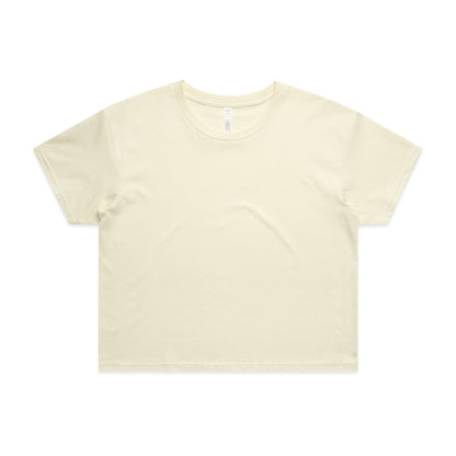 Cream-colored relaxed fit crop tee for women with short sleeves