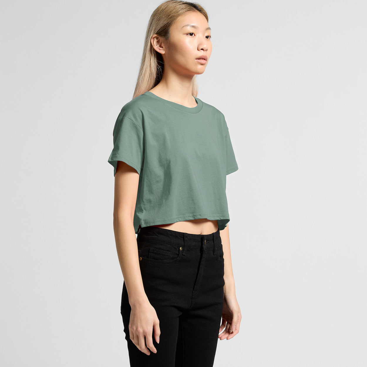 Green Planett womens relaxed fit crop tee with black pants