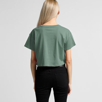 Green relaxed fit crop tee for women, short sleeves