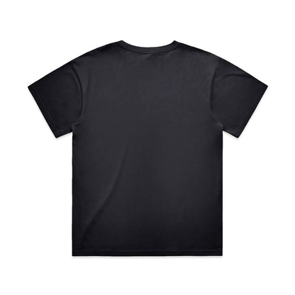 Black relaxed fit t-shirt with short sleeves and ribbed crew neck