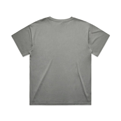 Gray relaxed fit womens t-shirt with short sleeves and ribbed crew neck