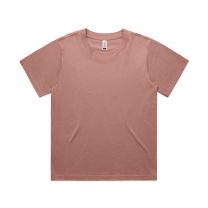 Women’s relaxed fit t-shirt in dusty rose with ribbed crew neck