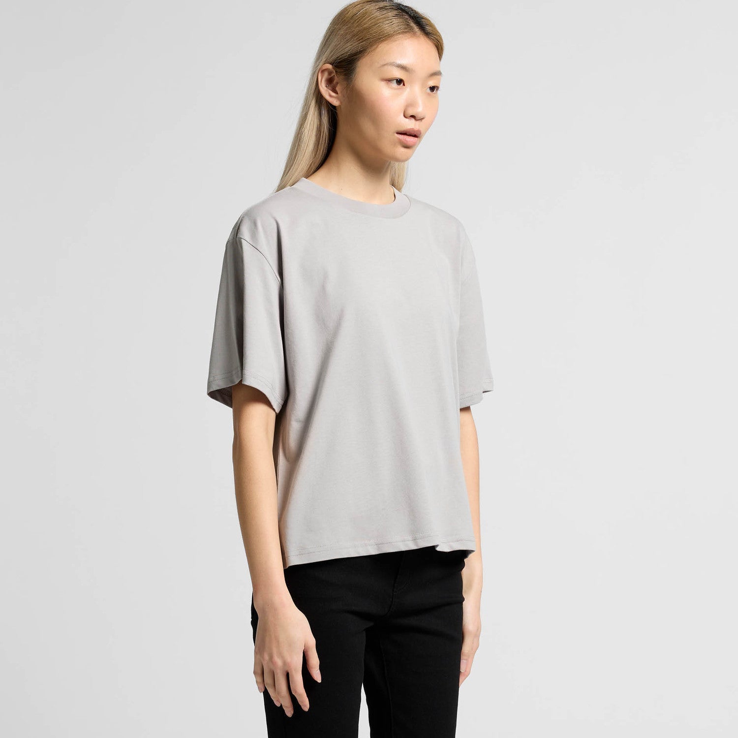 Light gray womens relaxed fit Martina combed cotton t-shirt