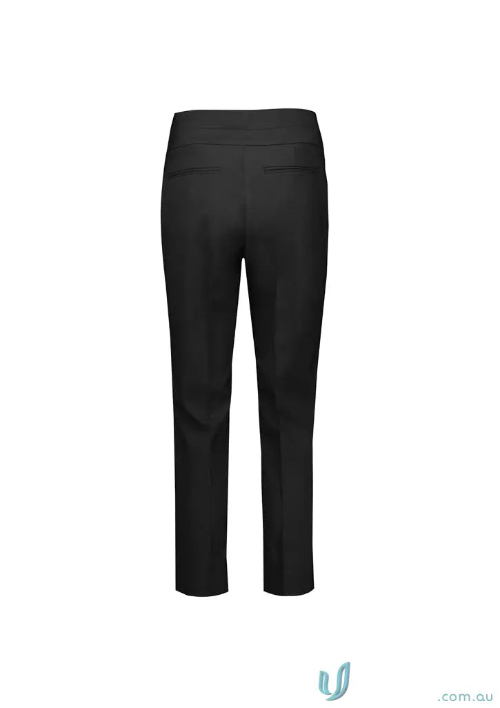 Womens Renew mid-waist slim black dress pants with recycled polyester and elastic waistband
