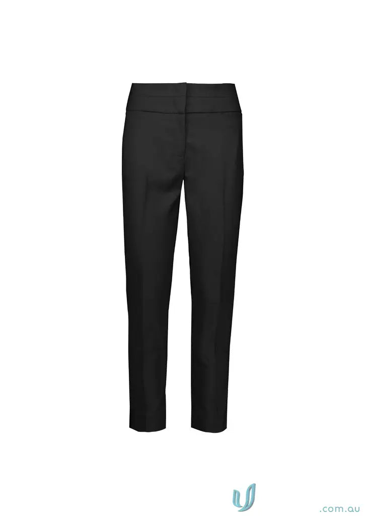 Women’s Renew mid-waist slim black straight-leg trousers made with recycled polyester