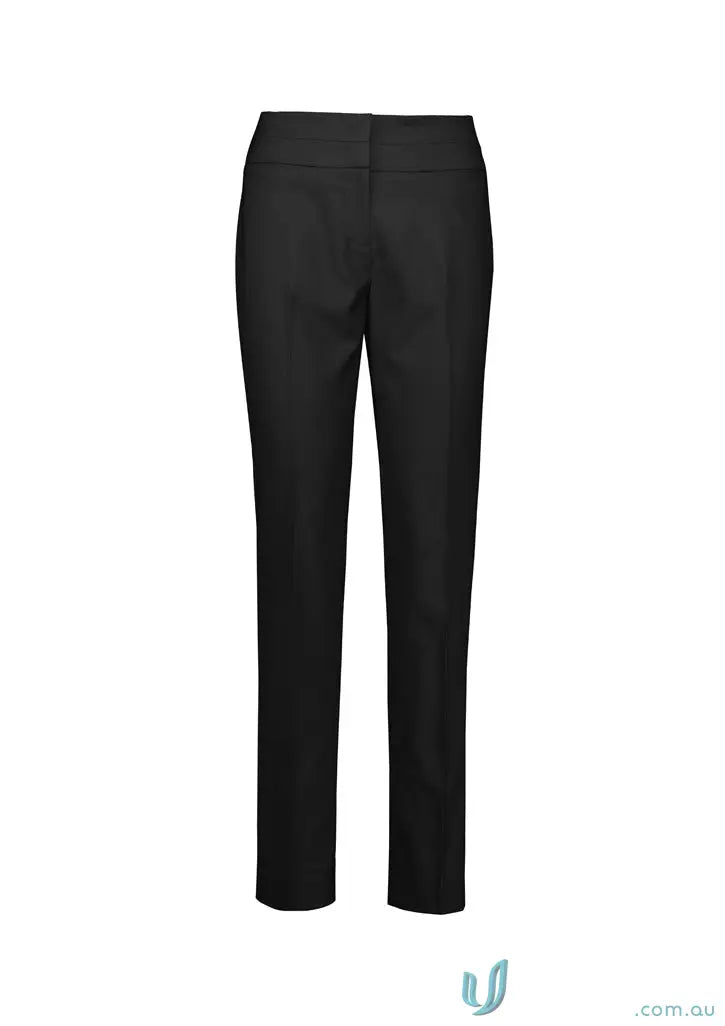 Womens Renew Mid-Waist Slim Leg Pant with black tailored straight-leg trousers