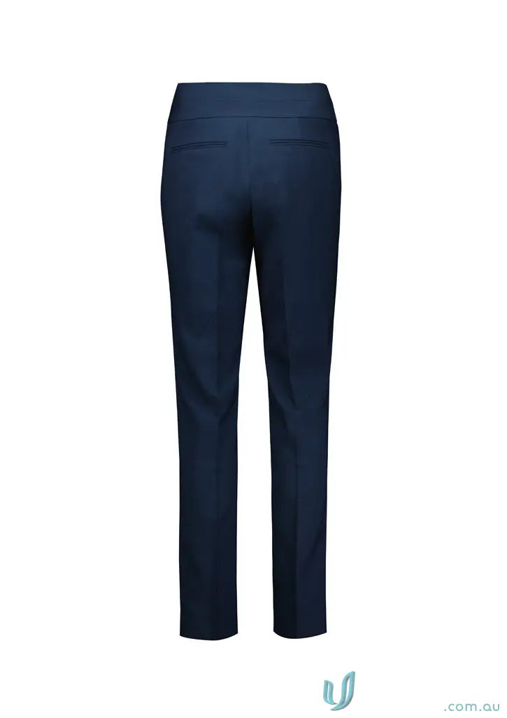 Dark blue Womens Renew Mid-Waist Slim Leg Pants with pockets for a sleek look