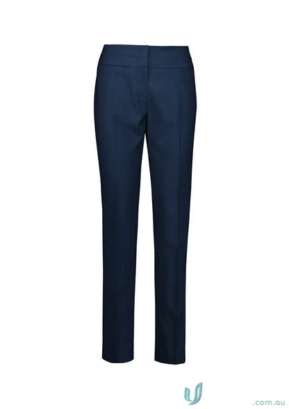 Navy blue womens renew mid-waist slim leg pants for a chic professional look