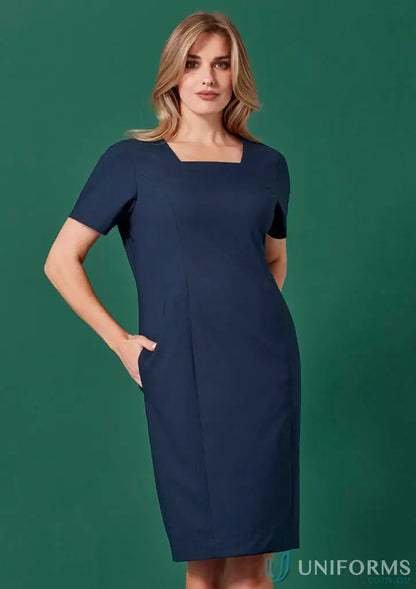 Navy blue square-neck short sleeve dress from Womens Renew Short Sleeve Dress collection