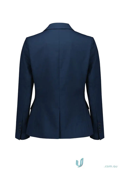 Navy blue womens renew single button mid length jacket for a stylish look