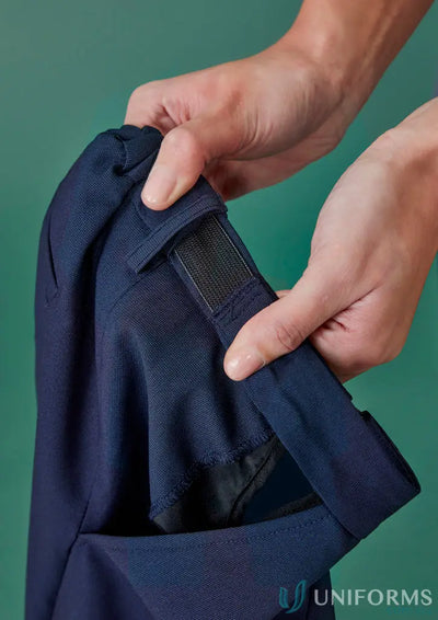 Womens Renew Tapered Adjustable Waist Pant with navy blue cuff showing hook-and-loop fastener