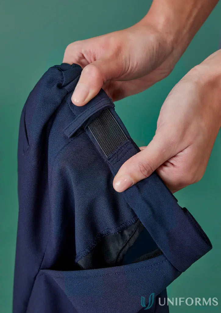 Womens Renew Tapered Adjustable Waist Pant with navy blue cuff showing hook-and-loop fastener