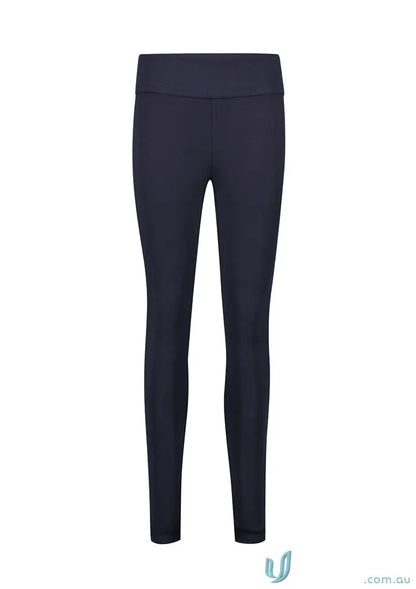 Dark blue womens scuba ponte high-rise pull-on corporate legging with wide waistband