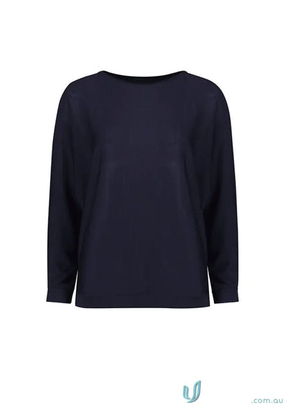 Navy long-sleeved blouse from Womens Skye Batwing Sweater Top for creative industries